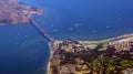 SAN FRANCISCO, USA - OCTOBER 4th, 2014: an aerial view of golden gate bridge and downtown sf, taken from a plane Royalty Free Stock Photo