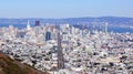 SAN FRANCISCO, USA - OCTOBER 4th, 2014: View along Market Street in Downtown SF, seen from Twin Peaks Royalty Free Stock Photo