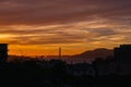 Oakland Bay bridge at sunset in San Francisco Royalty Free Stock Photo