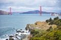 San Francisco, USA, View from Land\'s End to the Golden Gate Bridge. See the entire bridge clearly Royalty Free Stock Photo