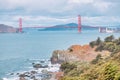 San Francisco, USA, View from Land\'s End to the Golden Gate Bridge. See the entire bridge clearly Royalty Free Stock Photo