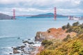 San Francisco, USA, View from Land's End to the Golden Gate Bridge. See the entire bridge clearly Royalty Free Stock Photo