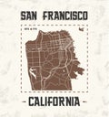 San Francisco vintage t-shirt graphic design with city map.