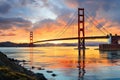 San Franciscos landmark, the illustrious Golden Gate Bridge, painted gold