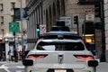 SAN FRANCISO, CALIFORNIA, USA - FEBRUARY 3, 2024: Waymo Self driving taxi car in Downtown San Francisco