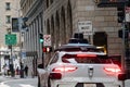 SAN FRANCISO, CALIFORNIA, USA - FEBRUARY 3, 2024: Waymo Self driving taxi car in Downtown San Francisco