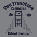 San fransisco and golden gate bridge typography. t shirt graphics. print