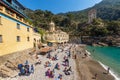 San Fruttuoso Abbey and Andrea Doria Tower - Genoa Liguria Italy Royalty Free Stock Photo