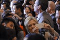 SAN GABRIEL, LA, CA - JANUARY 7, 2016, Democratic Presidential candidate Hillary Clinton shakes hands and poses for pictures at th Royalty Free Stock Photo