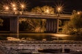San Gabriel River Bridge at Night Royalty Free Stock Photo