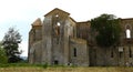 San Galgano, Siena Italy. church without a roof and sword inside the rock