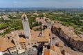 San Gimignano `medieval Manhattan`, Tuscany, Italy - View of the Old Town, towers, Piazza del Duomo and Piazza della Cisterna Royalty Free Stock Photo