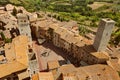 SAN GIMIGNANO `medieval Manhattan`, TUSCANY, ITALY - View of the Old Town, towers and Piazza della Cisterna Royalty Free Stock Photo