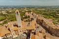 SAN GIMIGNANO `medieval Manhattan`, TUSCANY, ITALY - View of the Old Town, towers and Piazza della Cisterna Royalty Free Stock Photo