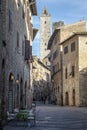 San gimignano, siena, tuscany, italy, europe, foreshortening