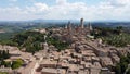 San Gimignano, Tuscany, Italy - July 16, 2020: aerial view of the medieval city Royalty Free Stock Photo