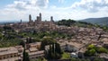 San Gimignano, Tuscany, Italy - July 16, 2020: aerial view of the medieval city Royalty Free Stock Photo