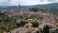 San Gimignano, Tuscany, Italy - July 16, 2020: aerial view of the medieval city Royalty Free Stock Photo