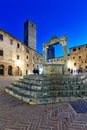 San Gimignano. Tuscany. Italy. Piazza della Cisterna at sunset Royalty Free Stock Photo