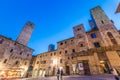 San Gimignano, Tuscany. Sunset light over medieval architecture