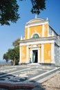 San Giorgio church, Portofino, Liguria, Italy: 09 august 2018. Facade of the church of San Giorgio and the square in front of her