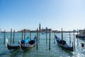 San Giorgio Maggiore church from San Marco. View, panorama with gondolas.