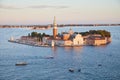 San Giorgio Maggiore island and basilica aerial view in Venice, Italy Royalty Free Stock Photo