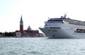 San Giorgio Maggiore island and cruiser, Venice Royalty Free Stock Photo