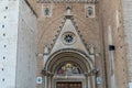 San Giustino Cathedral`s gate, details of mosaic on the top of gate, in Chieti, Abruzzo, Italy
