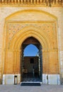Gothic mudejar door of the Monastery of San Isidoro del Campo in Santiponce near Seville, Andalusia, Spain.