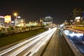 San Isidro, Peru, modern and futuristic city with skyscrapers, corporations, highways-express road, with night traffic