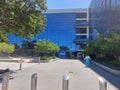 The Intel logo is visible in front of the Robert Noyce Building at the Intel Corporation Royalty Free Stock Photo