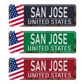 San Jose City metal rusted road sign on white