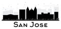 San Jose City skyline black and white silhouette.