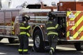 San Jose Fire Fighter on the seen during an Alviso scrap yard fire