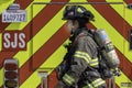 San Jose Fire Fighter on the seen during an Alviso scrap yard fire