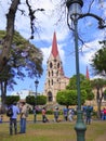 Cathedral and people standing in park