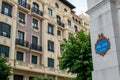 San Jose Plaza bilbao Spain. Blue street sign .