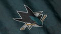 San Jose Sharks hockey club flag waving in the Wind. San Jose Sharks HC. 3d render.