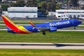 Southwest Airlines Boeing 737-800 airplane San Jose airport Royalty Free Stock Photo