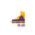 San Juan city emblem. Colorful buildings.