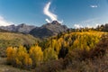 October 4, 2019 - Ridgway, Colorado, USA - San Juan Mountains In Autumn, near Ridgway Colorado - Dallas Creek West off Highway 62 Royalty Free Stock Photo