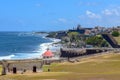 San Juan, Puerto Rico - April 02 2014: Coastline view in Old San Juan Royalty Free Stock Photo