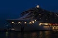 San Juan, Puerto Rico - May 02, 2022: MSC Seashore cruise ship docked at tropical port at San Juan Royalty Free Stock Photo
