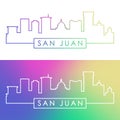 San Juan skyline. Colorful linear style.