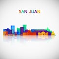 San Juan skyline silhouette in colorful geometric style.