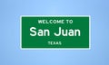 San Juan, Texas city limit sign. Town sign from the USA.