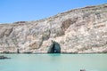 San Lawarenz, Malta: View of Inland Sea Divesite and rock at Gozo island in Malta. Royalty Free Stock Photo