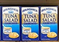 Grocery store shelf with Brunswick brand Ready To Eat Tuna Salad with Crackers Royalty Free Stock Photo