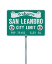 San Leandro Welcome road sign Royalty Free Stock Photo